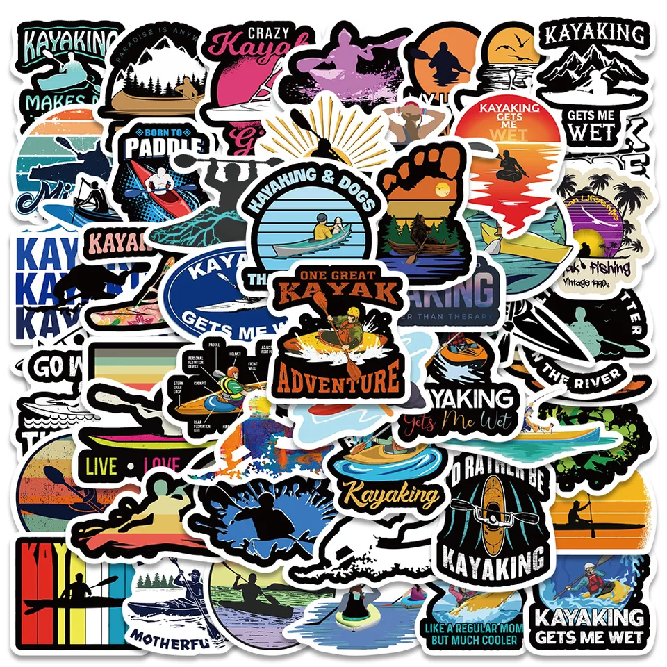 50ks nálepky na kanoistické kajakové nálepky pre kajakové nálepky pre laptop batožinu Skateboard Bicycle Motorcycle Helma Witerproof DIY Graffiti Nálepky na nálepky