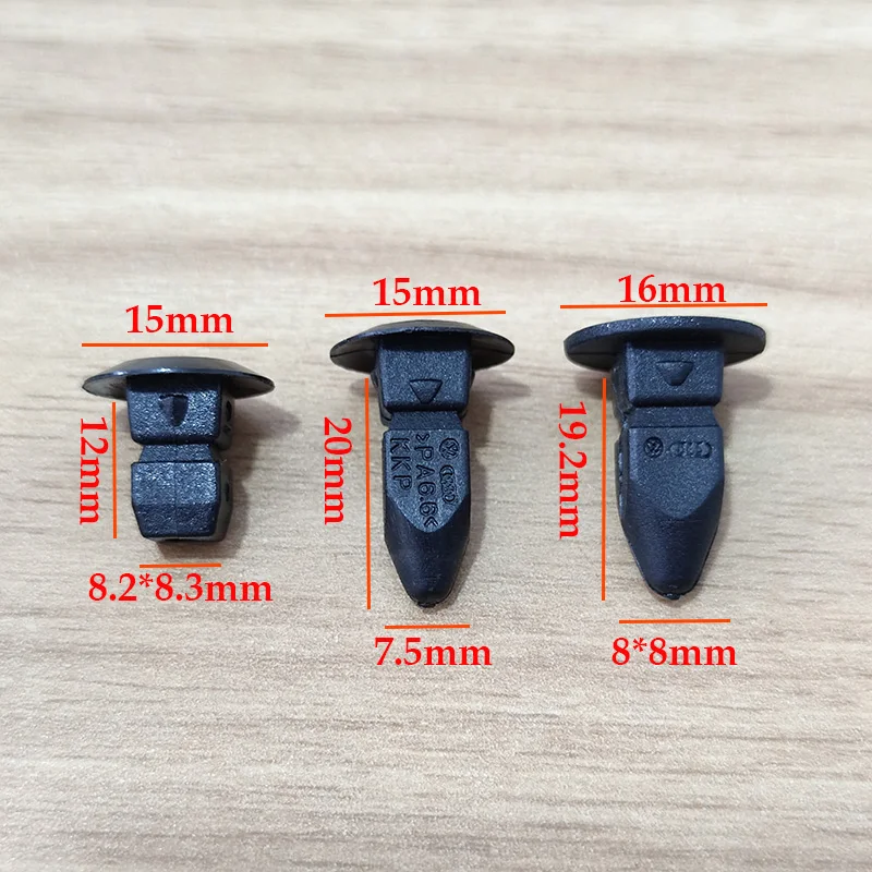 50ks nárazník Fender Fender Screp Screck Nut Clip A20925 pre Audi A4 pre VW Golf Passat Tri veľkosti Clips N908-214/N90833801