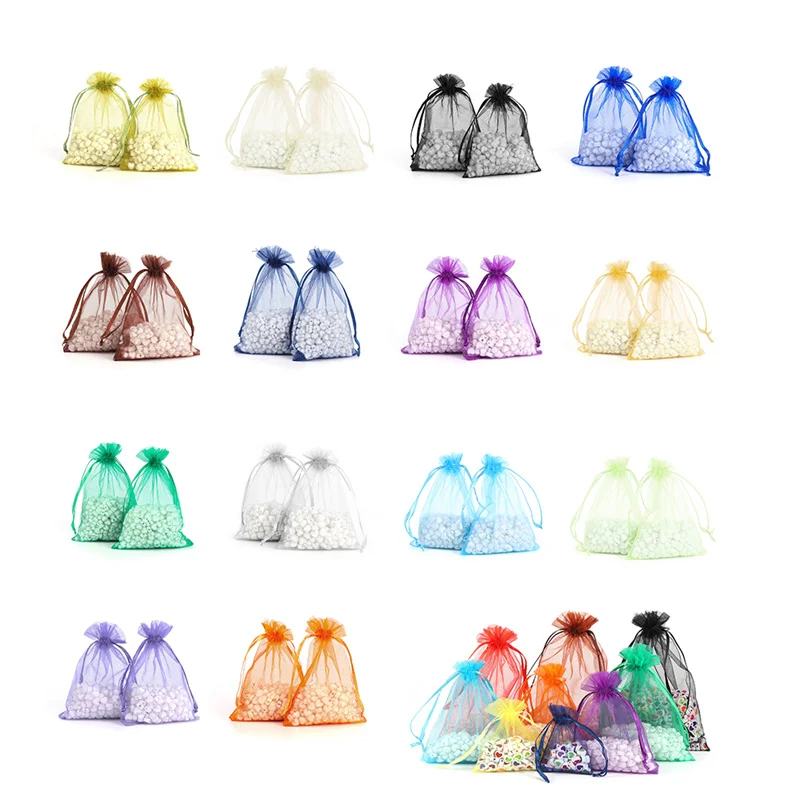50ks Organza Svadobný darček k šperku vrecká na balenie sieť Organza Pochette Cadeau Organza Bags Bolsa Organza Gift Vrecká 50%