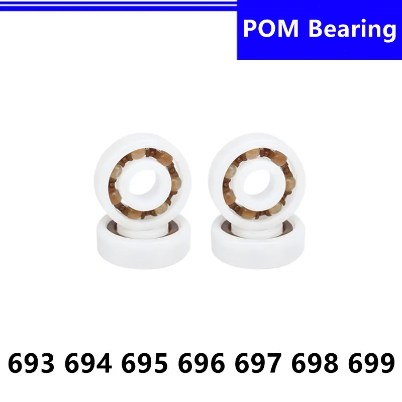 50ks POM plastové ložisko 693 694 695 696 697 698 699 3x8x3 4x11x4 5x13x4 6x15x5 7x17x5 8x19x6 mm nylonové klietky