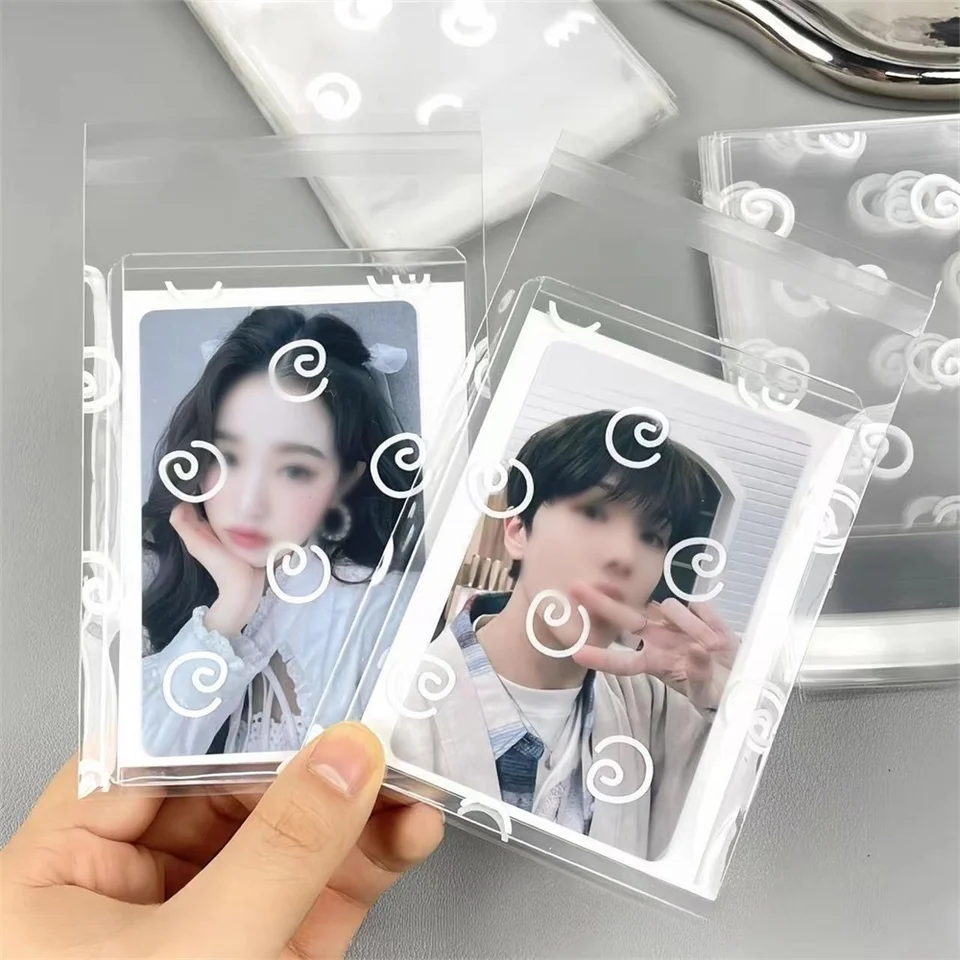50ks Self Adhesive Storage Bag v štýle INS Circle Dot Fotocard Sleeves Kórea Idol Card Frosted Balenie Organizátor