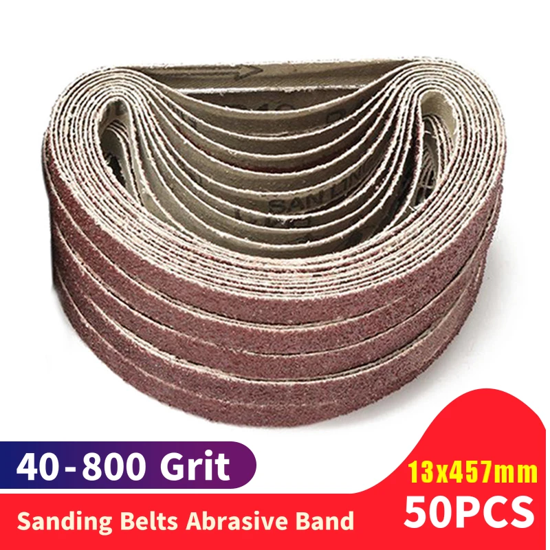 50ks/set 13*457 mm brúsky páskové pásy 40-800 Grits brúsny pás Abrasívny pás pre brúsky s brúsnym kovovým brúsením leštenia
