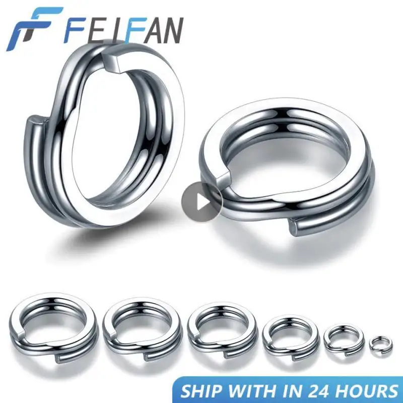 50ks Split Ring Rings Fishing z nehrdzavejúcej ocele Lázy prsteňa slaná voda Terminálové kladky Split Rings Rybárske konektory