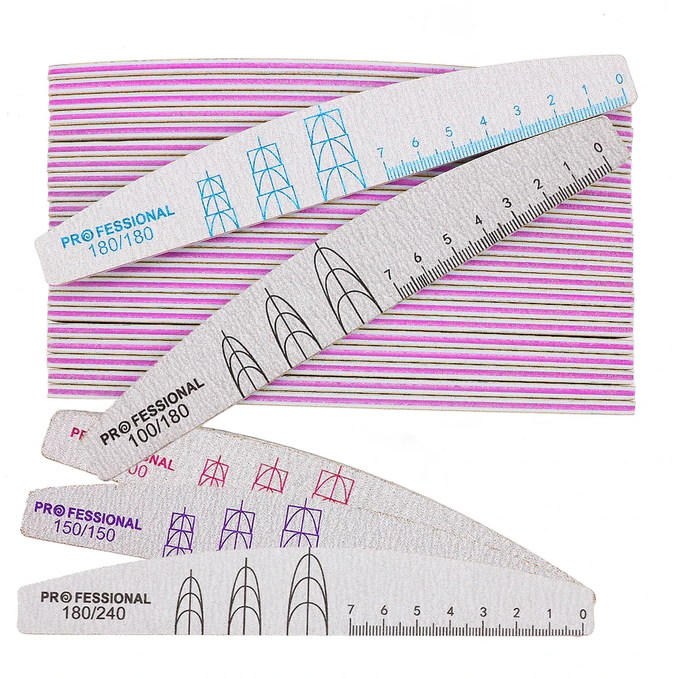 50ks Strong brandartpaper nechty Súbor pre manikúru 100/100 100/180 150/150 180/180 180/240 GRIT WARBABLE Zakrivené vyrovnávacie blokové blokové súbory