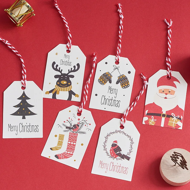 50ks Veselé vianočné značky Kraft Paper Card Darčeková štítok Značka DIY Závesy Darček Darček Darček Darčeková karta