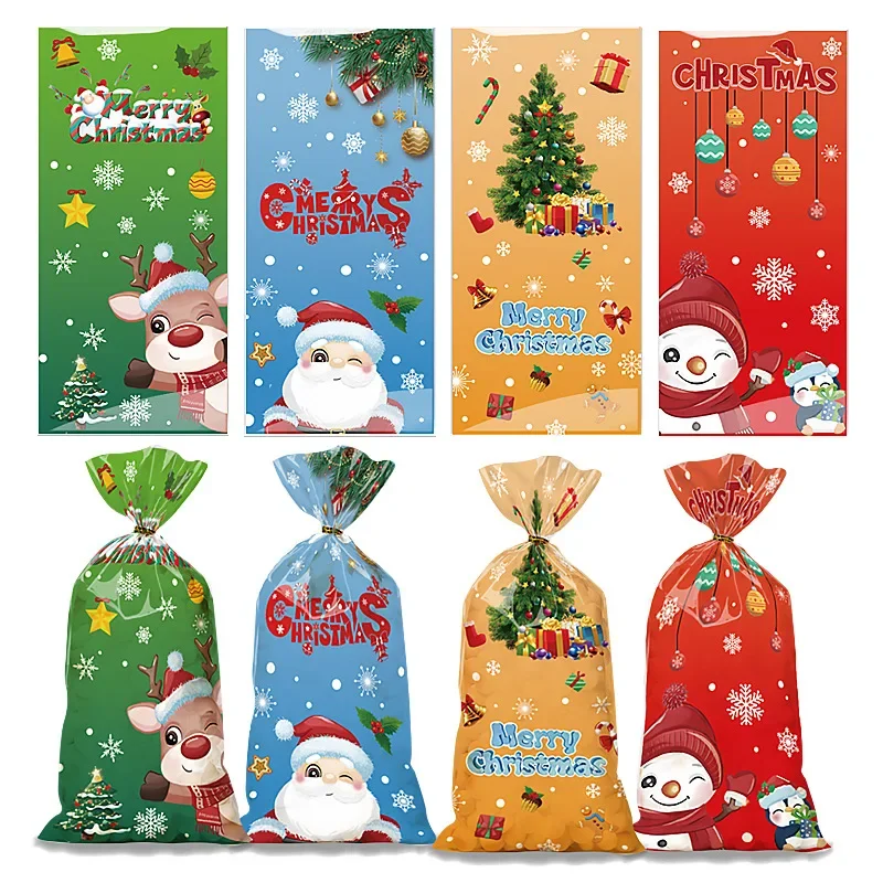 50ks vianočné tašky na cukrovinky Santa Gift Bag vianočné dekorácie 2025 Navidad vianočné darčekové tašky Cristmas Cookies Balenie