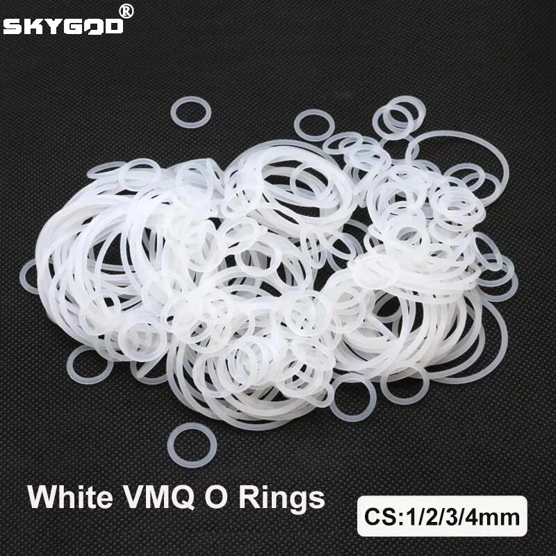 50ks vmq o tesnenie krúžku CS 1/2/3/4 mm hrúbka White Food Grade Witerproof Washer Washer Nontoxic Round O Tvar