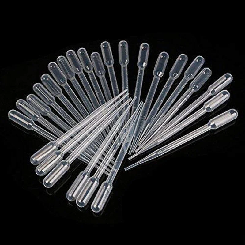 50ks úplne nový 0,2 ml/0,5 ml/1 ml/2 ml/3 ml/5 ml/10 ml Mini Graduované pipety na jedno použitie v make -upovom laboratóriu prenosu plastových kvapiek
