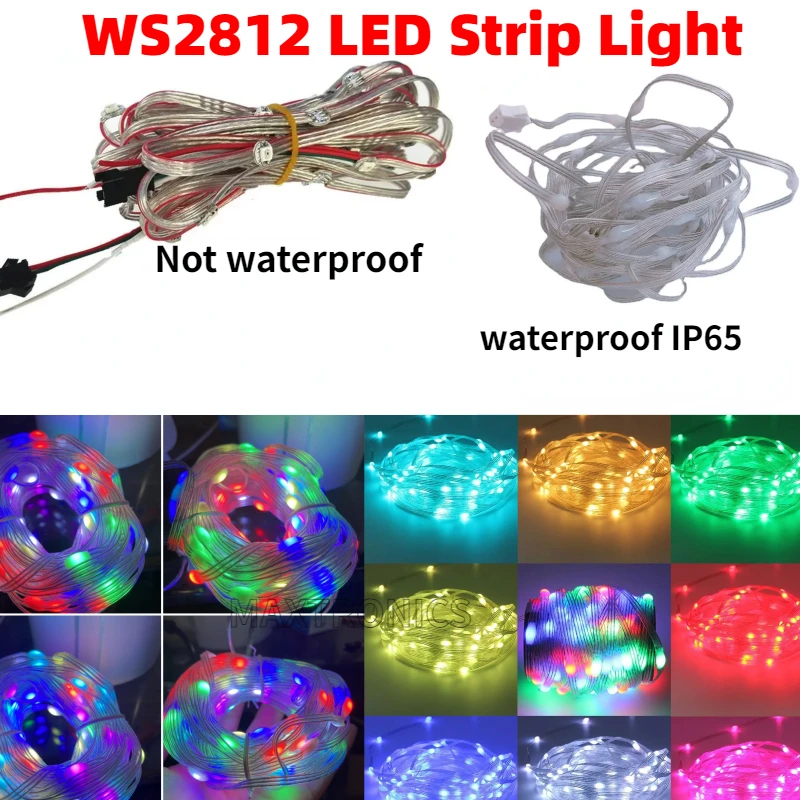50LED/LOTS WS2812B LED Fairy LIGH LED PLNÉ FARBOLÁ Svetlo 5050 RGB WS2811 IC Vstavané vstavané 2812B String Lighting DC5V