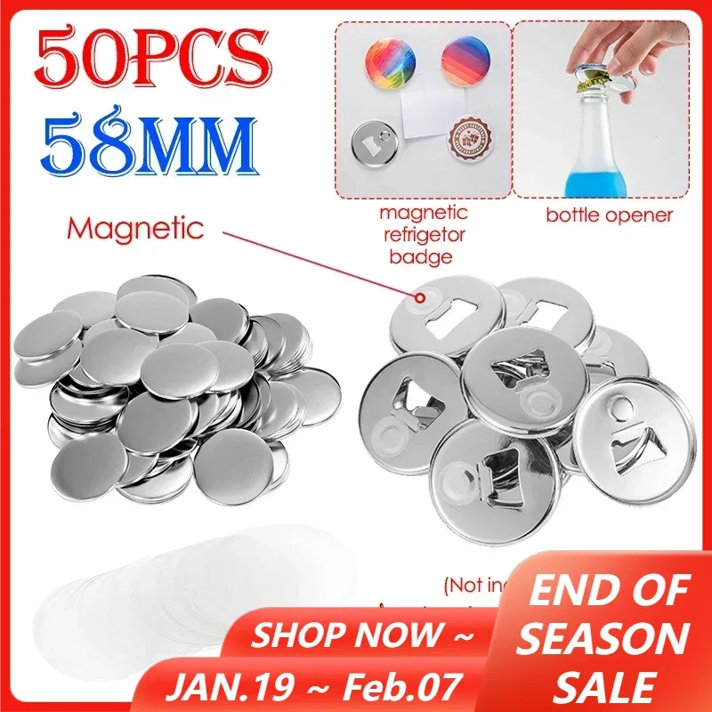 50sety 58 mm silné magnety chladničky a otvárač fľaše DIY Výroby dielov 2 v 1 Art Crafts Magnetické odznaky