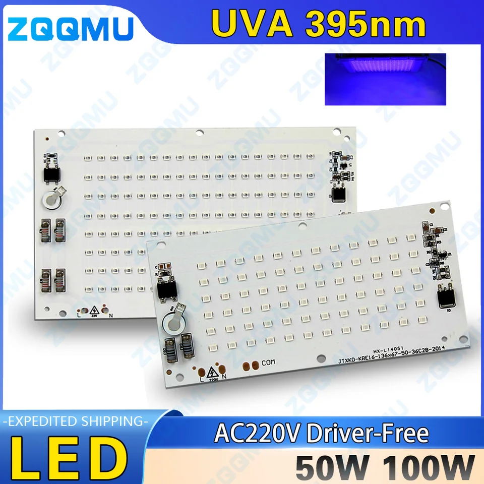 50W 100 W UVA UV 395nm LED Purpurová fialová lineárna LED zdrojová doska UV LIGHT LIGHT Source Source LAMP LAMP Vysoké napätie UV LAMP LAMP LAMP