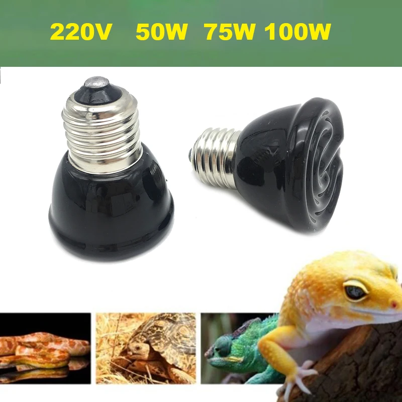 50W 75W 100 W E27 Pet korytnačky Reptile vykurovacia lampa žiarovka Čierna infračervená keramická keramická emitory Teplo pet mláďatá lampy 220V-240V F1