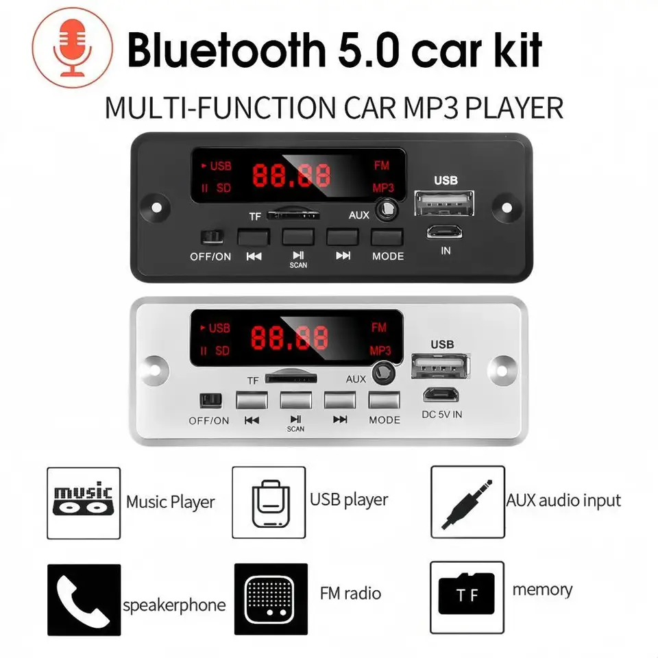 50W zosilňovača Bluetooth 5.0 mp3 Decoder Board 12V Wireless Music Player Audio Modul USB TF Aux FM Radio pre reproduktor Handfree