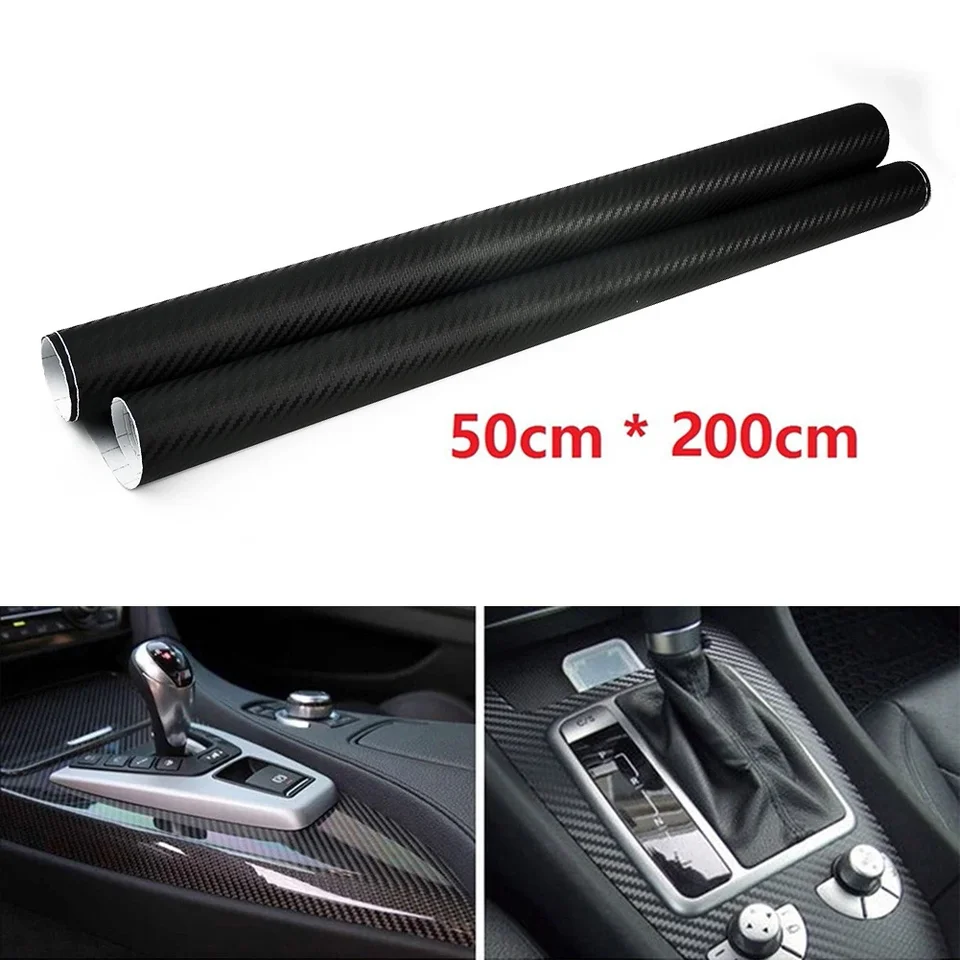 50x200cm Car 3D Matt Black Black Fibre Vinyl Foil Film Film Roll Roll Roll Automotive Exterior Decoration