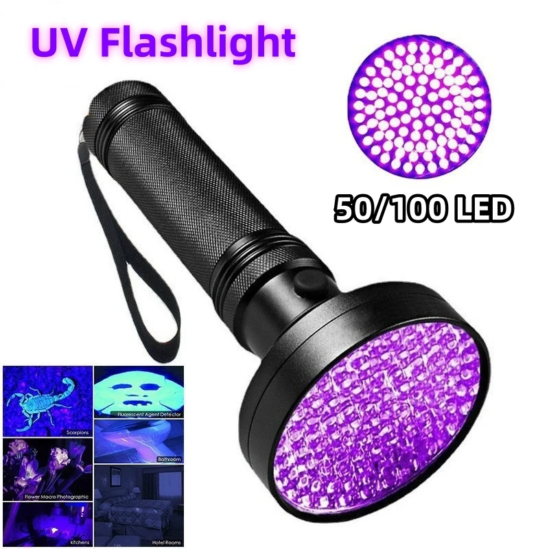 51/100 LED Proteble UV baterka Čierne svetlo 395 nm ultrafialové pochodne detektor čierneho svetla pre farbenie psov pre psie mazne a chyba postele