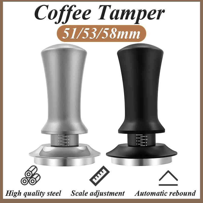 51/53/58 mm kávový tubarský manipulátor Kalibrovaný kalibrovaný z nehrdzavejúcej ocele Barista espresso príslušenstvo s plochou/závitovou základňou mierky