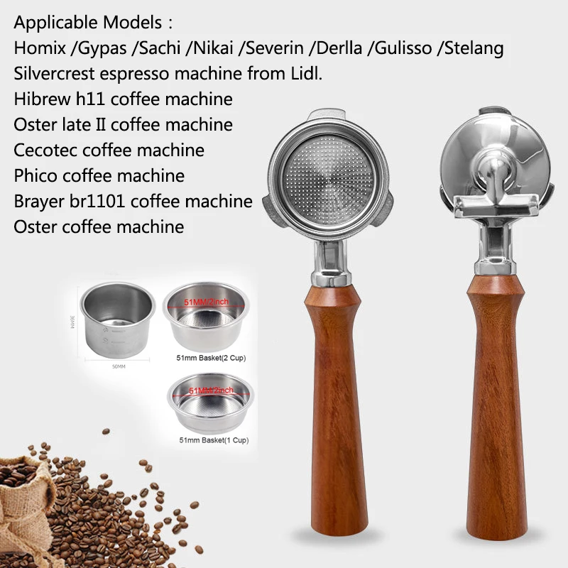51 mm 3 uší 2 výtok z nehrdzavejúcej ocele Držiak filtra pre kávu pre Donlim/Petrus/Maxim/Derlla Espresso príslušenstvo