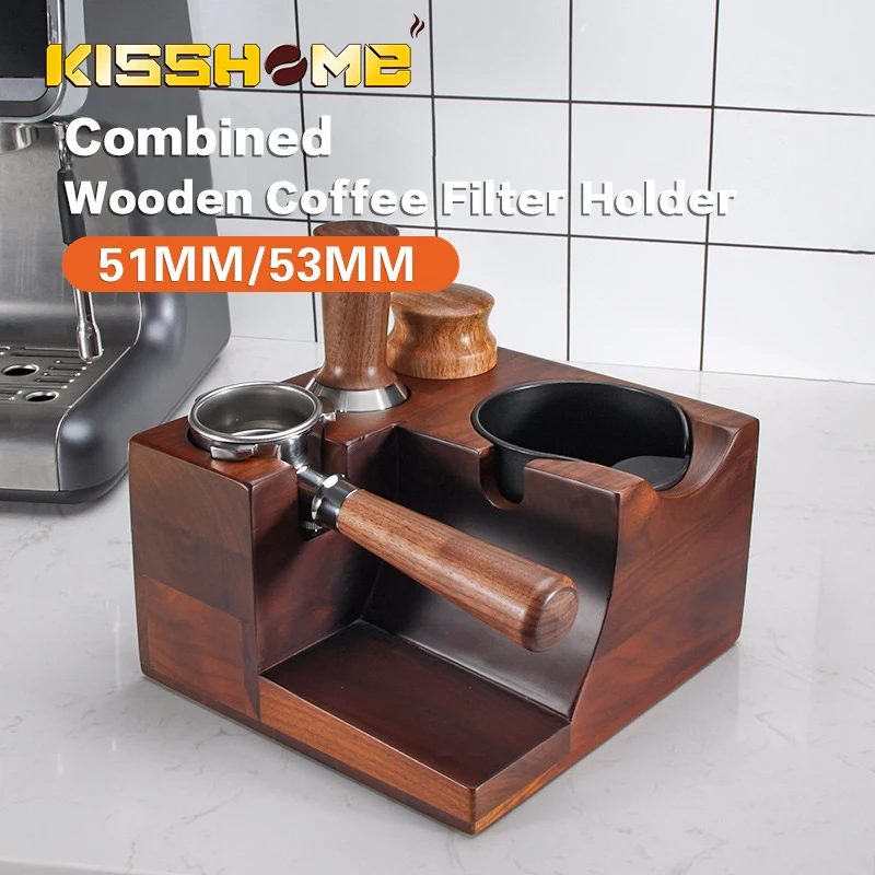 51 mm/53 mm orechový drevený držiak kávového filtra Espresso Distribútor manipulátorov stojan na kávu Maker Kávové doplnky barista darček