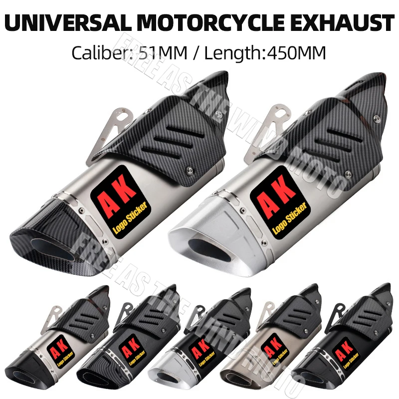 51 mm univerzálny motocykel AK výfukový tlmič pre ninjia250 400 Z400 900 CBR300 R3 R6 R25 ZX6R ZX10R MT09 atď.