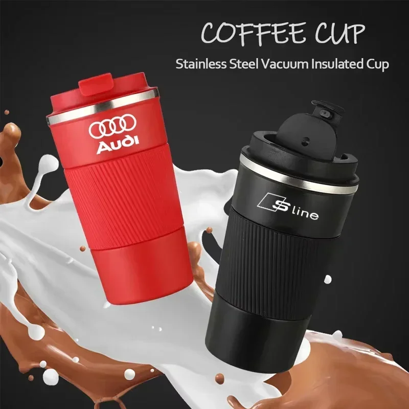 510 ml z nehrdzavejúcej ocele Thermos Thermos Cup Prenosný cestovný tepelný hrnček pre Audi Sline A1 A3 A4 A5 A6 S3 S4 S8 Q2 Q3 Q5 Q7
