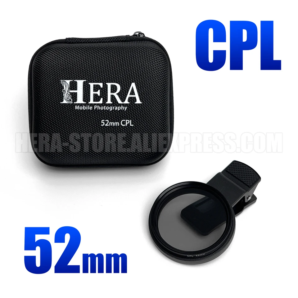 52 mm filter mobilného telefónu CPL pre tetovanie fotografie. Polarizačná šošovka - polarizátor na odstránenie odrazov a oslnenia na pokožke