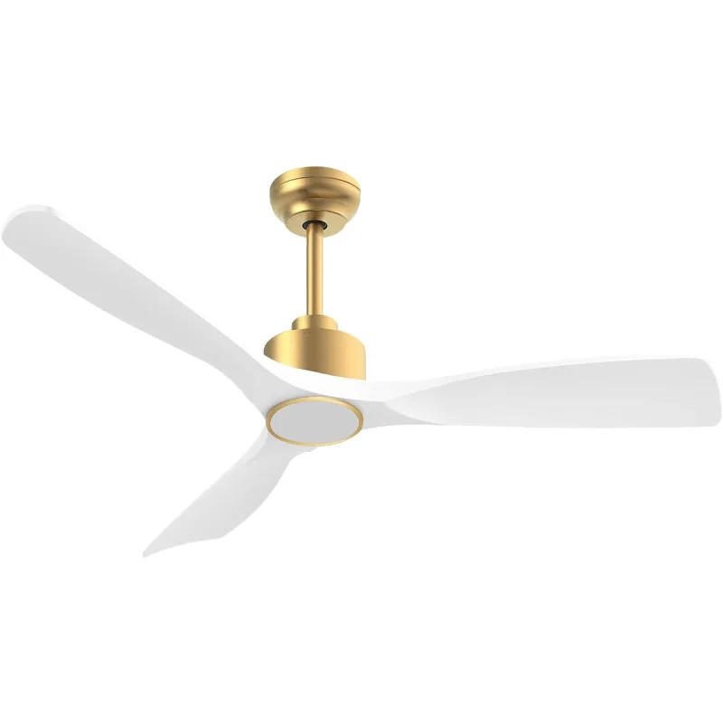 52 palcov ETL uvedené v inteligentných stropných ventilátoroch s vnútornými vonkajšími stropnými stropmi so svetlami, tichý DC Motor 3 Blade Moderné biele zlato