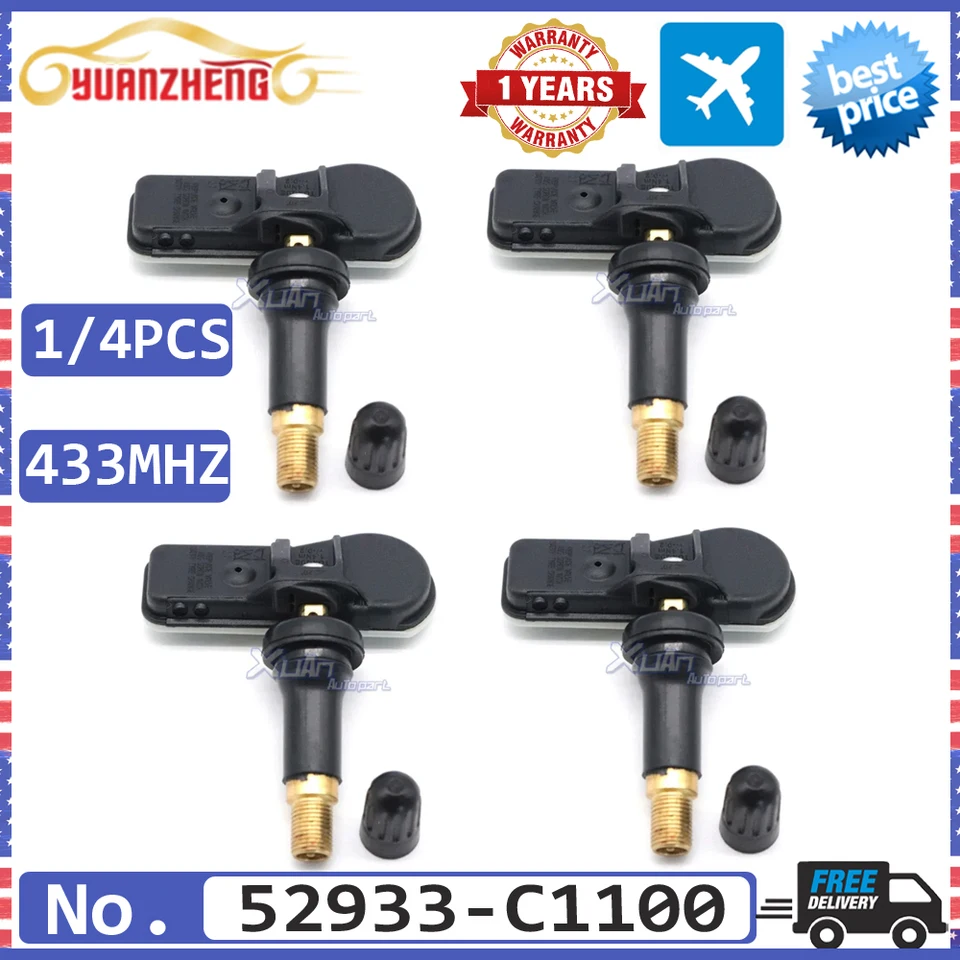 52933-C1100 Systém monitorovania tlaku pneumatík pre pneumatiky TIRE TPMS pre Hyundai Nexo Santa Fe Creta 2016-2024 433MHz 52933C1100