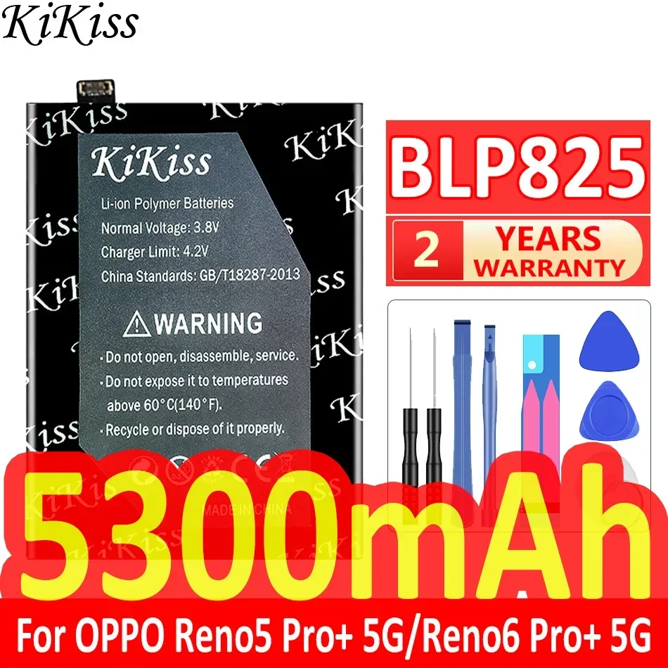 5300 mAh Kikiss Výkonná batéria BLP825 pre Oppo Reno 5/6 Pro+ Reno6 Pro+ Reno5 Pro+ 5G