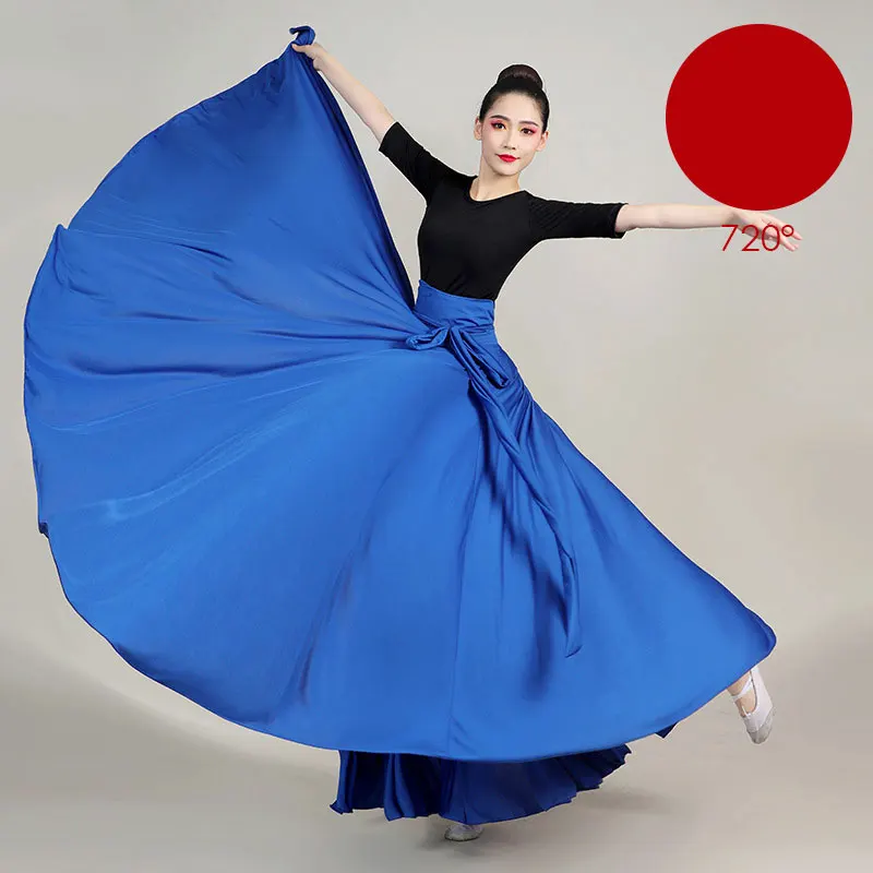 540/720 Stupeň flamenco sukňa Ženy Španielska tanečná sukňa Belly Dance Cvičenie šaty veľkú hojdačku sukň