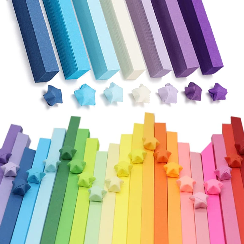 540Sheet origami hviezdy papierové prúžky27colors skladací papier farebný obojstranná šťastná hviezda origami ruk