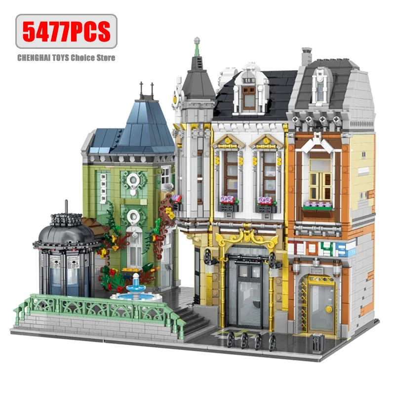 5477pcs Nutous Street View Sets MOC Series MODULÁR Hračky Square City Architecture Building Blocks Model Model detské hračky Boys Darčeky