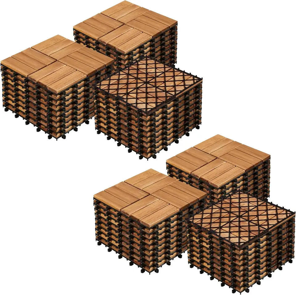 54ks z tvrdého dreva Základné terasy dlaždice Acacia Acacia Witerproof Drevené podlahové dlaždice pre terasy záhradný bazén, 12 '' X12 '' Indoor