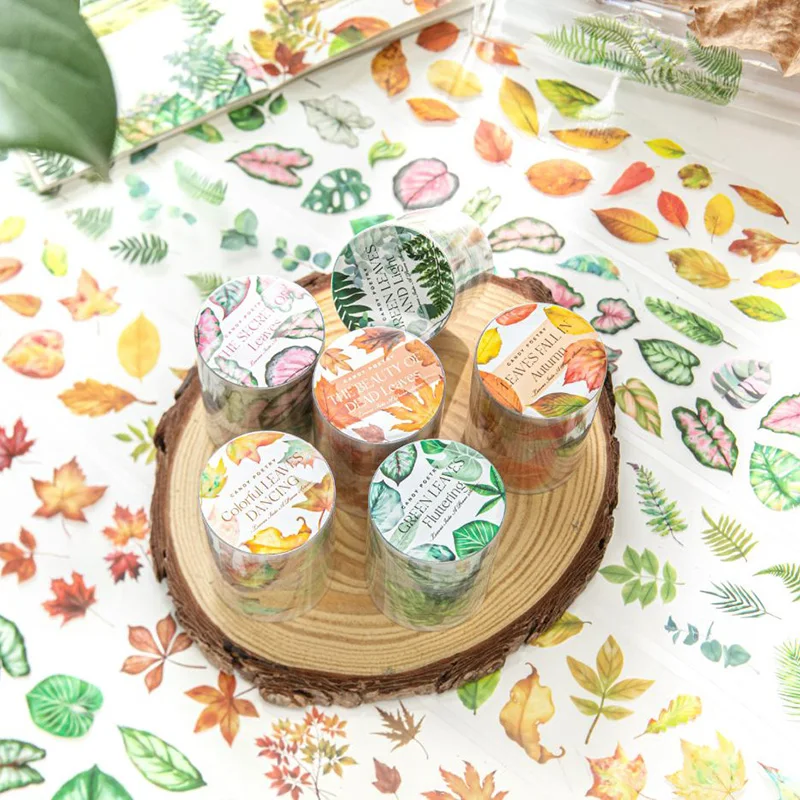 55 mm*2M PET LEAF SERIES TAPE NÁDEJ DEKORATÍVNE COLAGE ADHESIVE DIY Scrapbooking Ručne vyrobené maskovacie páske kancelárske potreby 6 štýl