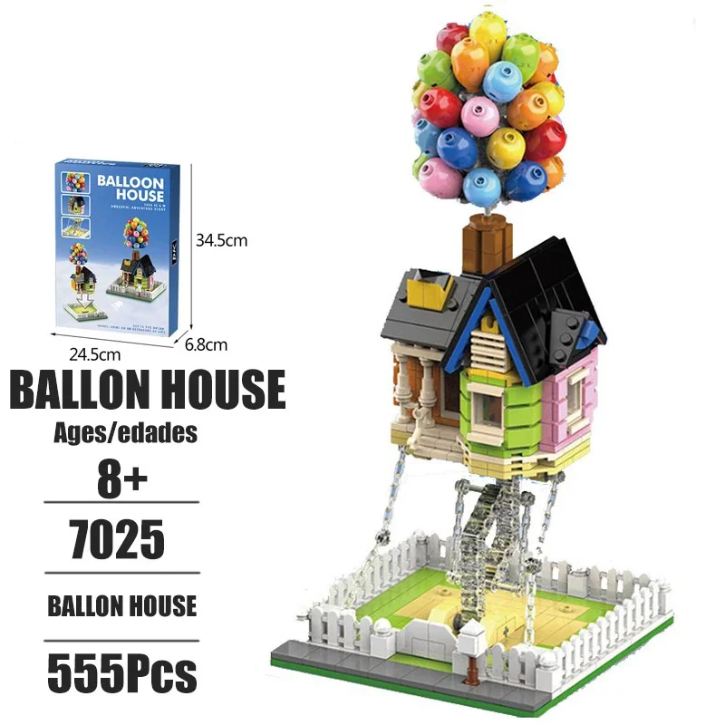 555 PC Build Block House Balón Flying House Global Story Celková socha modulárne mestské stavebné bloky House Detská hračka