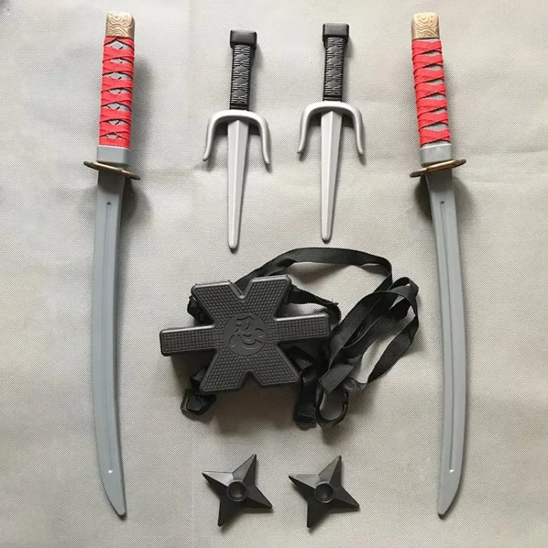 56 cm Halloween samurai ninja plastový retro dlhý nôž dýky 7 kusov v scéne Deadpool cos Double Sword Dolls Cosplay Toy Gift
