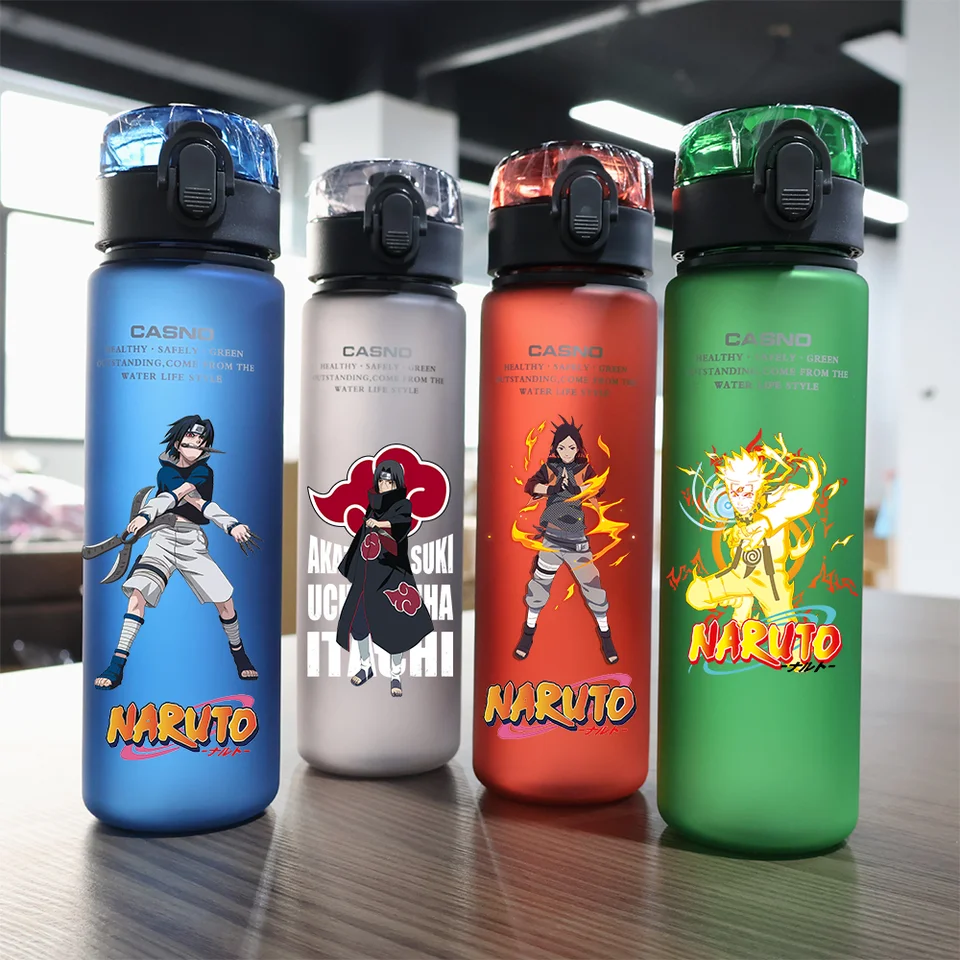 560 ml Naruto Fľaša na vodu Veľká kapacita Pitie Pitie Pitie Prenosný dospelý športový chlapec Pitie Voda pohár Uchiha sasuke