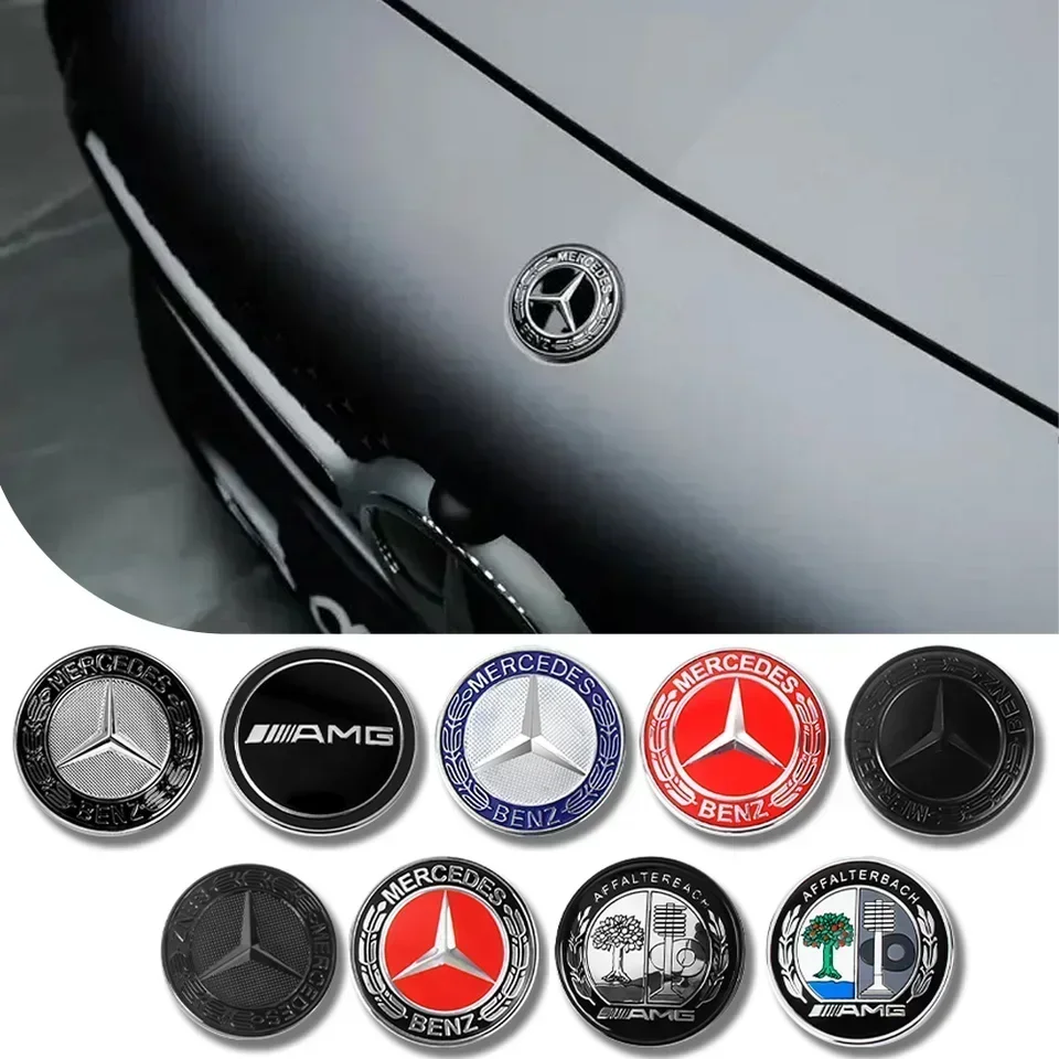 57 mm hliníkové abs auta Plochá kapucňa Slepacia nálepka predný odznak logo Decor Doplnky pre Mercedes Benz AMG W206 W220 W205 W210 W108