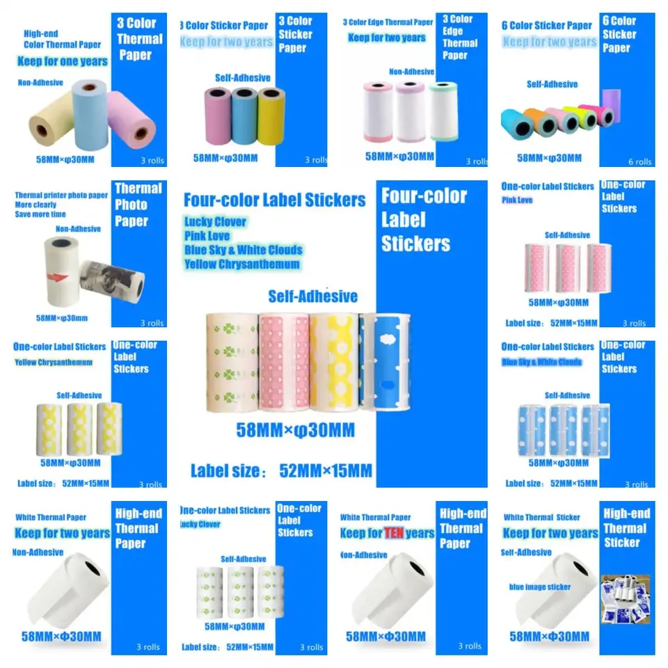 57x30 mm Thermal Label Counker Paper pre 57 mm A6 Peripage Printers Vintage Letter Stickers Craft Supplies Scrapbooking