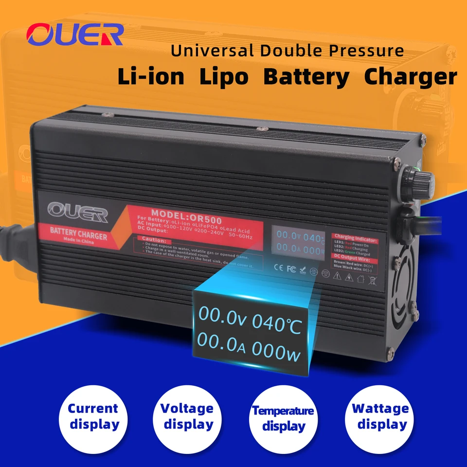 58,8V 7A lítium -iónová nabíjačka s batériou používaná pre 48 V 51,8 V 14S s batériou OLED Display Battery