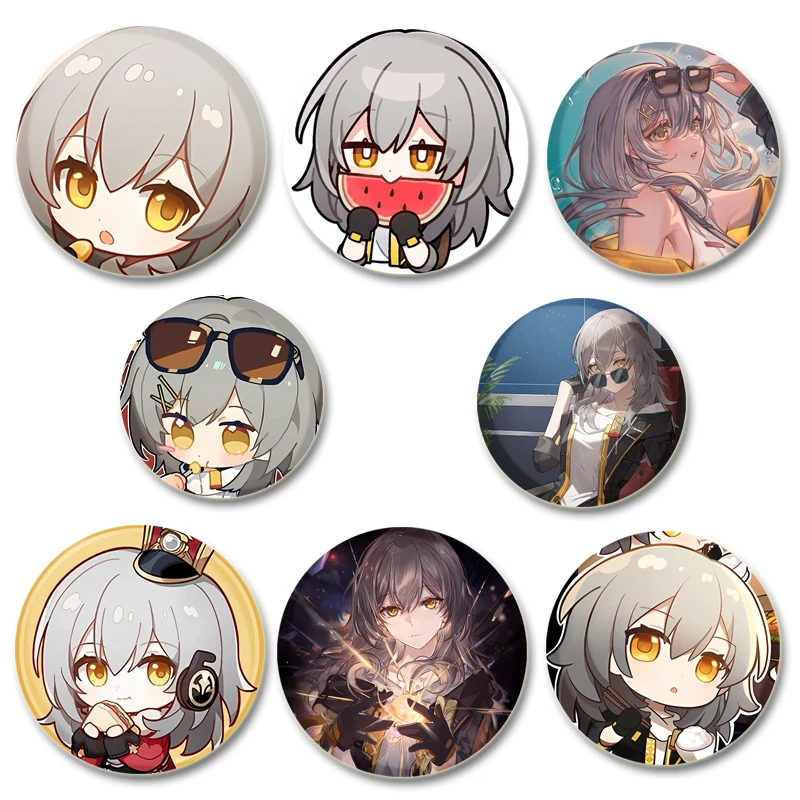 58 mm anime hviezda železnica Stelle Pins, Honkai Cartoon Badge, ručne vyrábané brošňové brošni, prsia pre darčekové doplnky pre batohové oblečenie