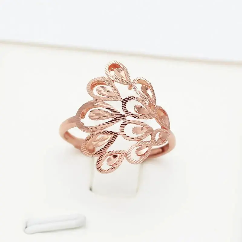 585 Fialové zlato 14K Rose Gold Páv prstene pre ženy Otváranie nového dutého dizajnu Elegantné kúzlo šperky matiek darček