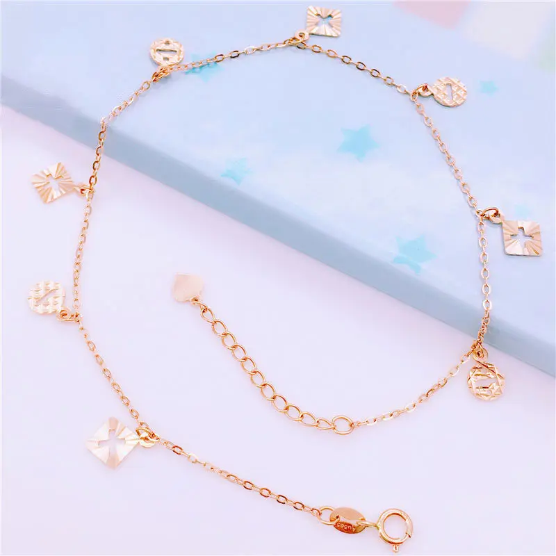 585 Čisté ruské fialové zlato plus mínus a mínus anklet Dámska vynikajúca osobnosť trendy 14k farebná zlatá ružová zlato člen
