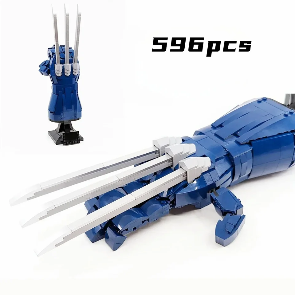 596ks Wolverine's Claws Glove Model MOC Bricks 76250s s LED Kit Building Blocks Hero World Sets Dospelé hračky Darček k narodeninám