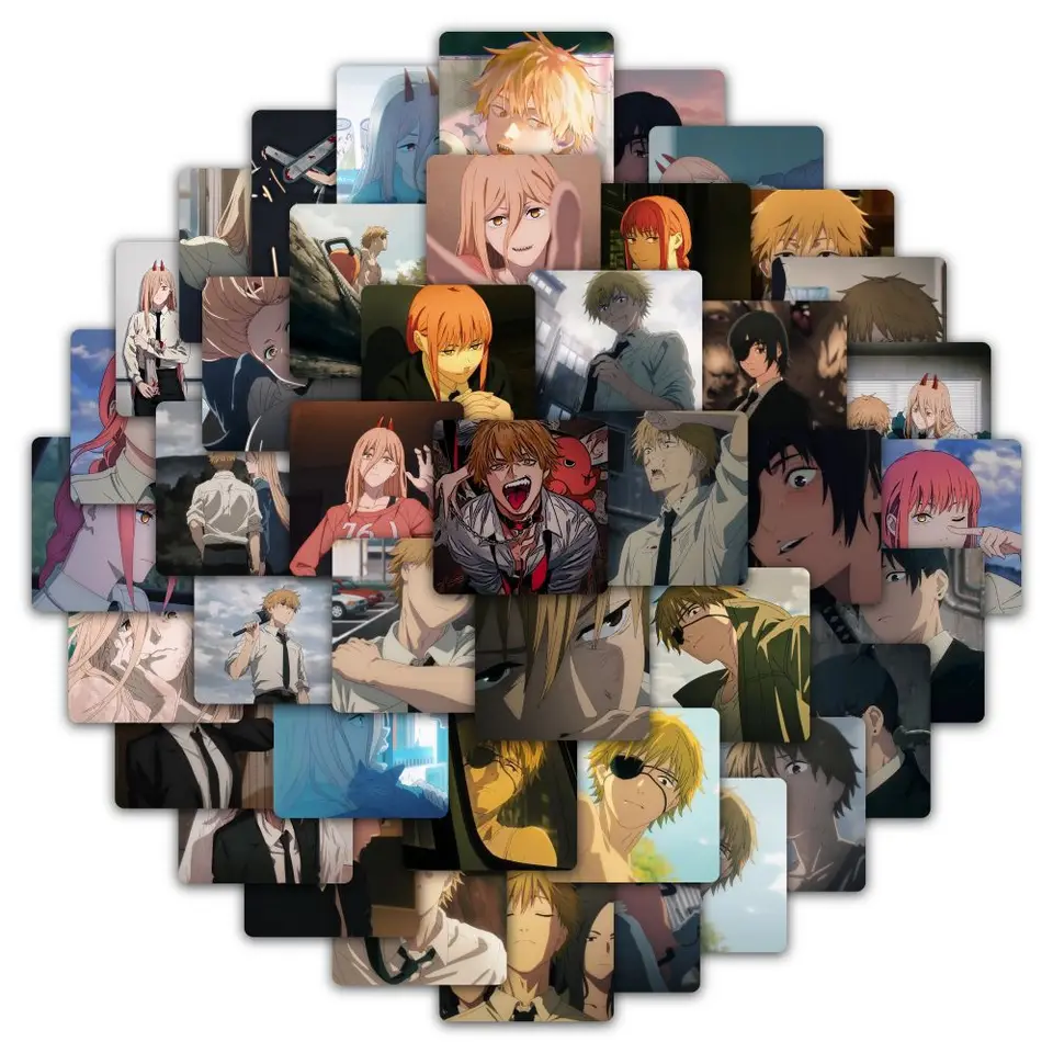 59ks Anime Pochita Chainsaw Pánske nálepky Cool Denji Makima Sticker Vodotesný skateboardový batožinový motocykel Funny anime obtisky anime