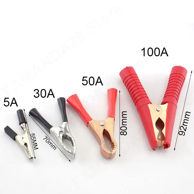 5A/30A/50A/100A Elektrické aligátorové svorky automobilové svorky Testovacie sonda sonda Krokodíl Klipový konektor Elektrické DIY Nástroje M20