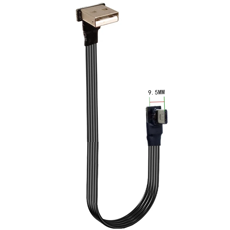5cm-3m Super flexibilný plochý plochý vľavo vľavo 90 stupňov USB UltraShort Micro USB Muž do ultrashort USB dátový kábel