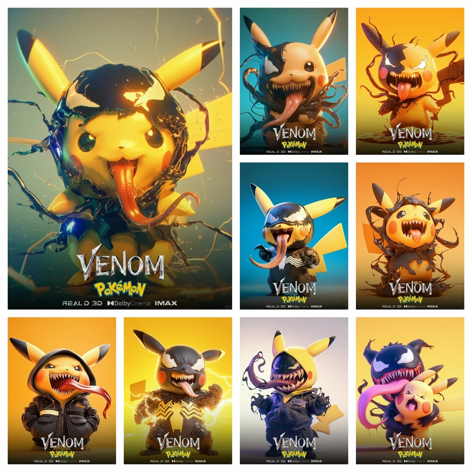 5D diamantové umelecké maľby Nové 2024 Vyšívacie šperky Mosaik krížový steh Pikachu a Venom Domáce dekorácie Detské darčekové remeslá