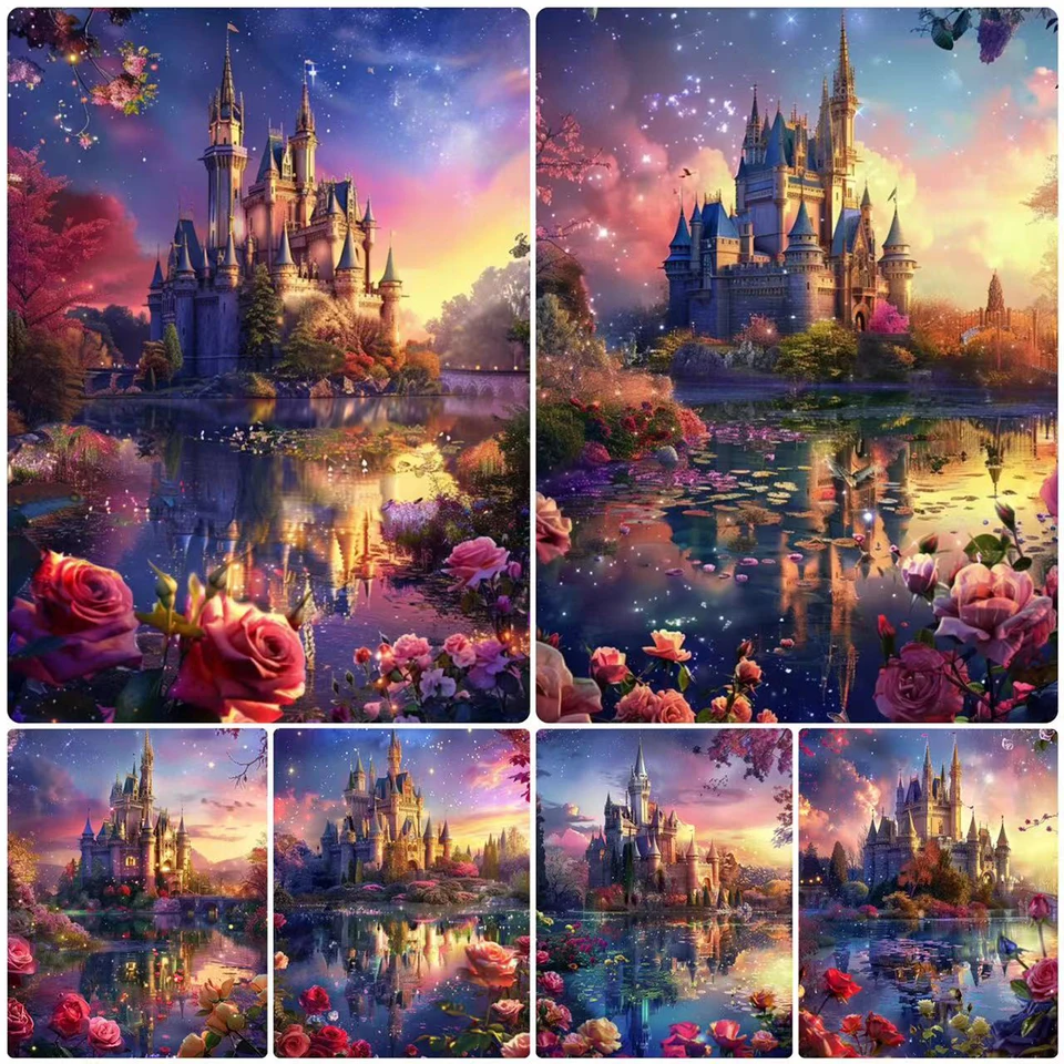 5d DIY Diamond Painting Flower Castle Cross Stitch súprav