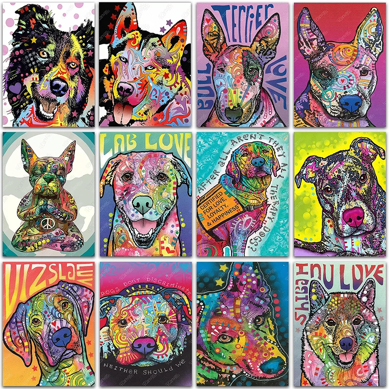 5D DIY Diamond Painting Kit Dog Zvieratá Cat Bulldog Plné štvorcové a okrúhle diamantové vyšívanie krížového stehu Diamond Mosaic Domovod