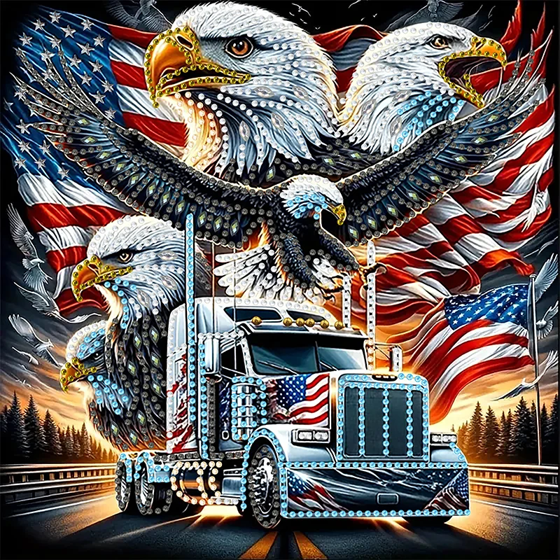 5D DIY Flag Eagle CAR Čiastočné výrazné diamantové maľované vodné diamantové dekorácia maľovaná rodina a priatelia Domáce darčeky